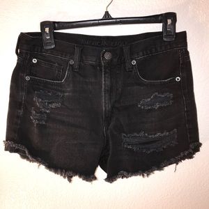 American Eagle Black Hi-Rise Festival Midi Shorts